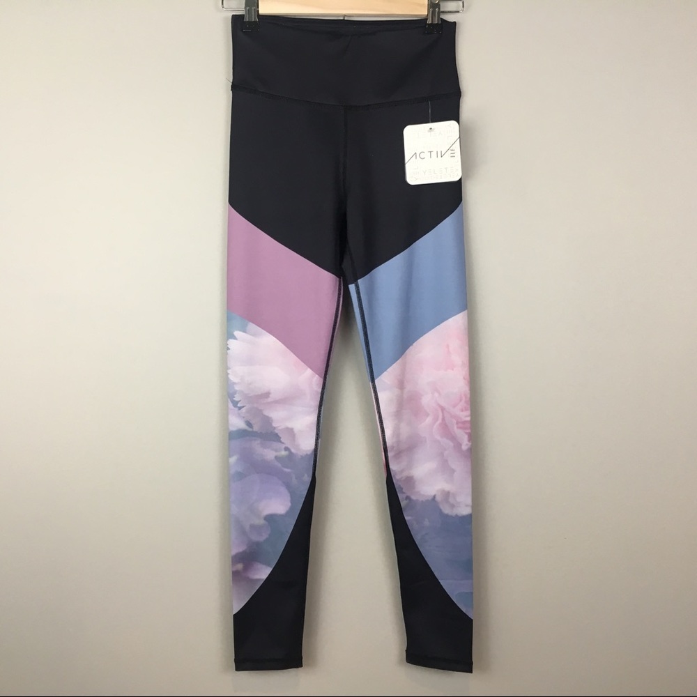 Flower leggings athletic yoga wear
